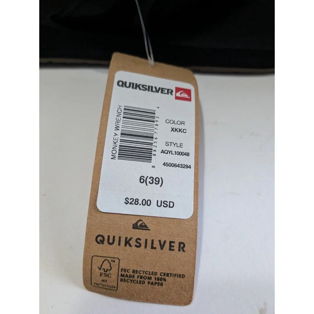 Quiksilver Monkey Wrench Mens Sandals Black Flip Flops AQYL100048 Size 6 NEW